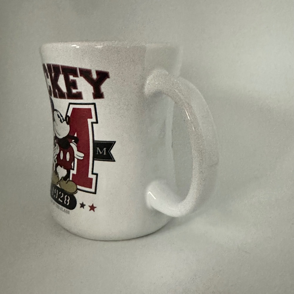 Disney Store Mickey Mouse 1928 Top of the Class Ceramic Coffee Mug White Maroon - Picture 2 of 7